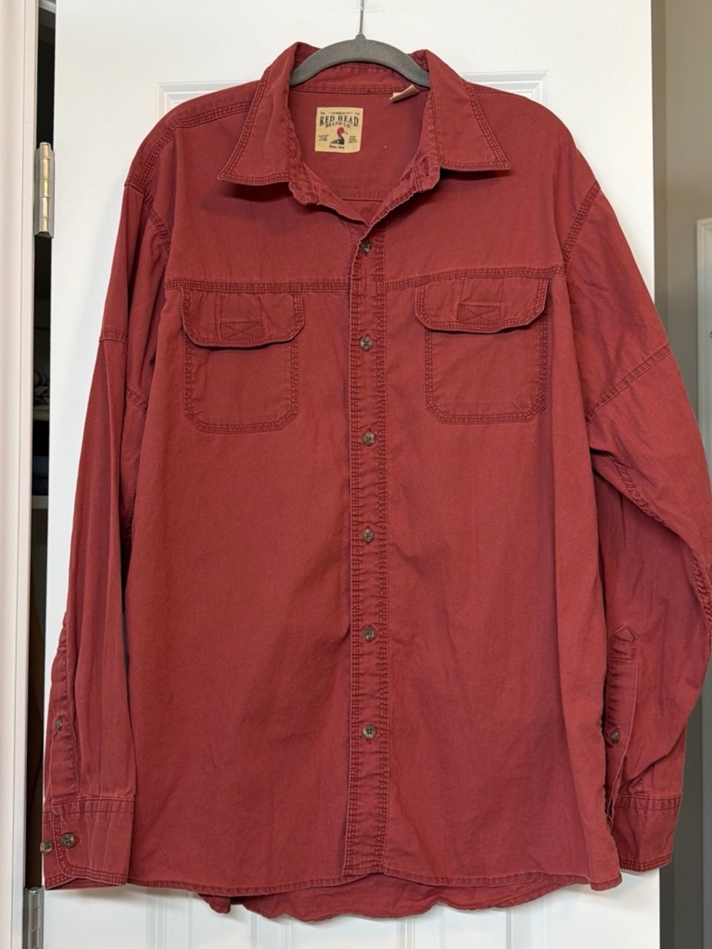 RedHead Men's Rust Red Casual Button-Down Shirt